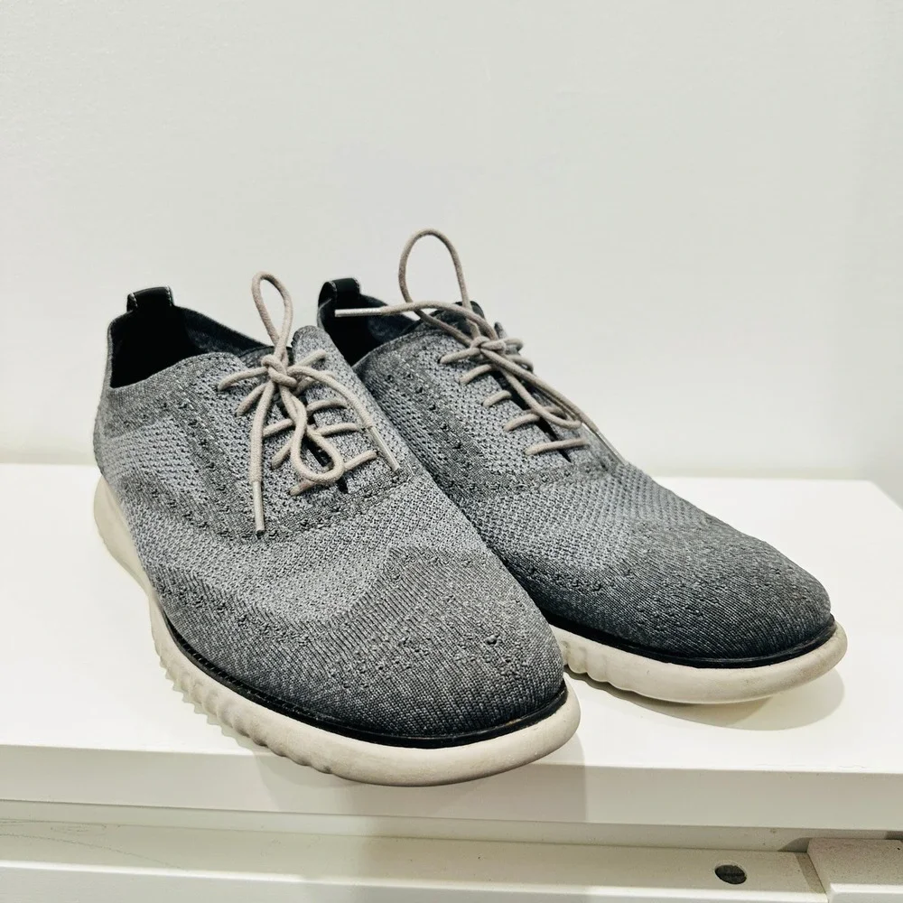Cole‎ Haan Zerogrand Stitchlite Wingtip Oxford Gray Knit Mens Shoes C27565 11M
